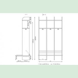 Troldegarderobe m/b�nk 3sekt.