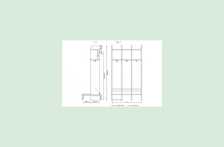 Troldegarderobe m/b�nk 3sekt.