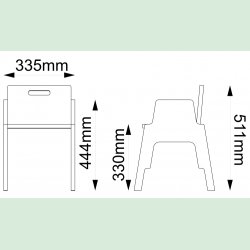 Frigg stabelbar stol med ryg og armln 33cm.