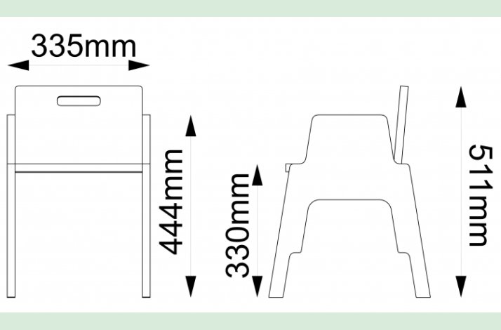 Frigg stabelbar stol med ryg og armln 33cm.