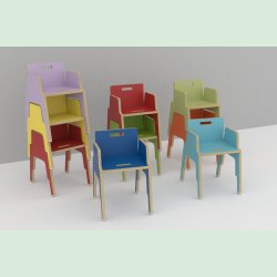 Frigg stabelbar stol med ryg og armln 33cm.