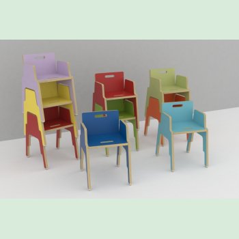 Frigg stabelbar stol med ryg og armln 33cm.